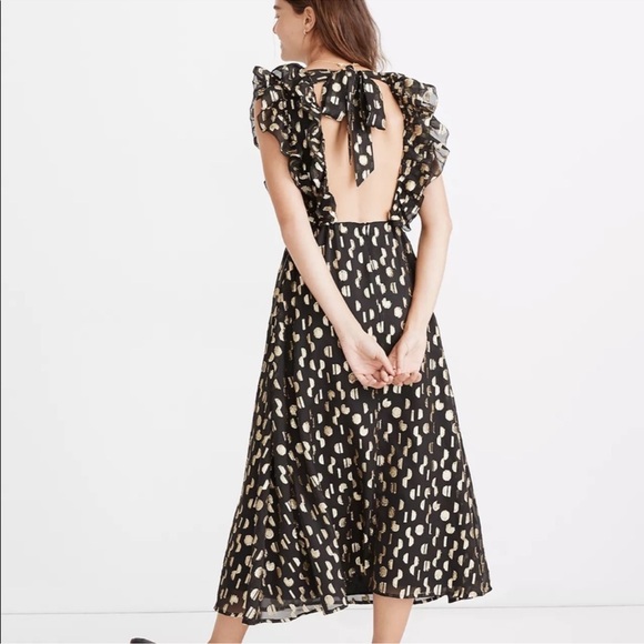 Metallic Clipdot Open-Back Ruffle Maxi Dress - Picture 5 of 6